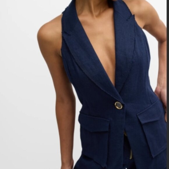 RAMY BROOK Paloma Exposed Seam Vest in Navy - Picture 12 of 15